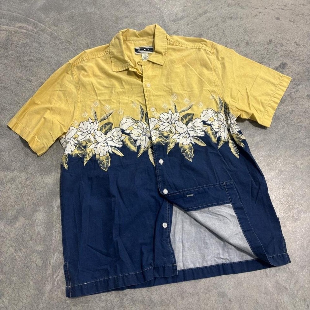 Vintage 90s Ocean Pacific OP Floral Button Up Shirt Surfer Style Medium